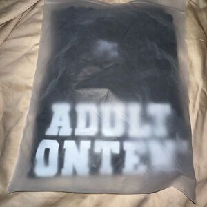 Pedro Pascal Costume - Adult Content- Black Graphic T-Shirt with White Text XL